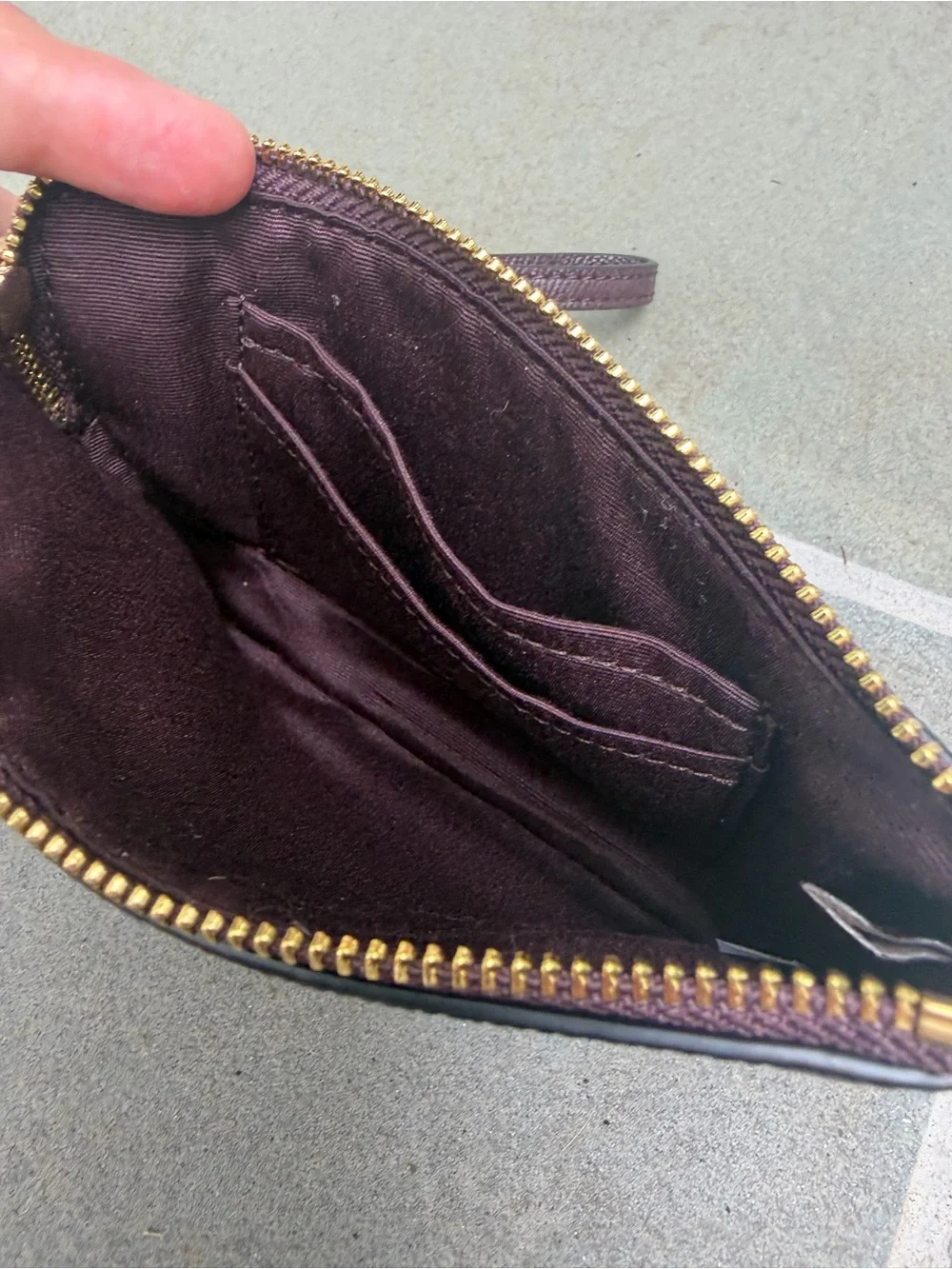 Coach Brown Pebbled Leather Wristlet 6” x 4.25” Gold Hardware